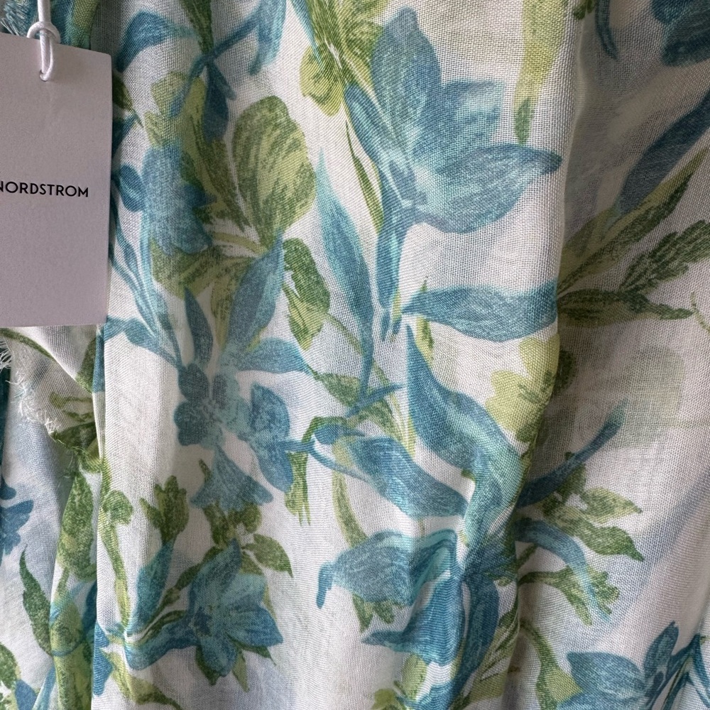 NWT Nordstrom Blue and Green Floral Scarf